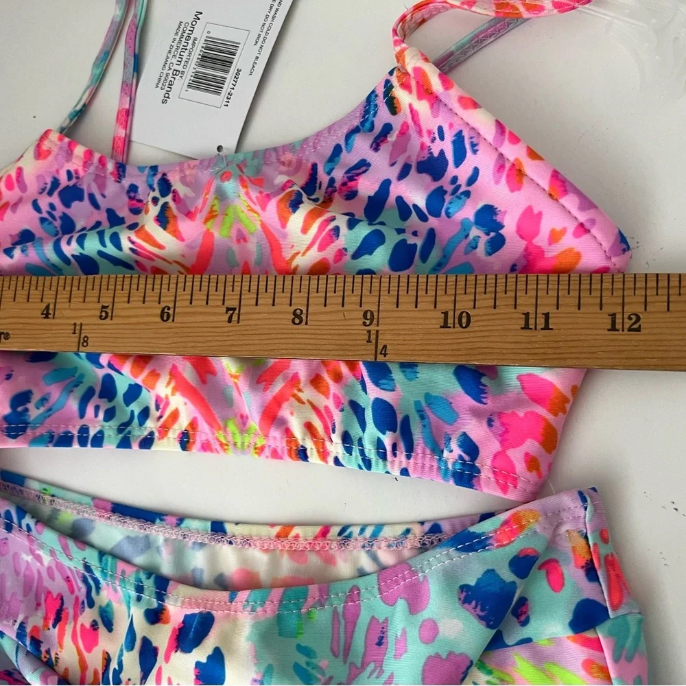 NEWMomentumBrands Girl 9/10 2-pc Swim Suit Watercolor Splash Print ElasticWaist